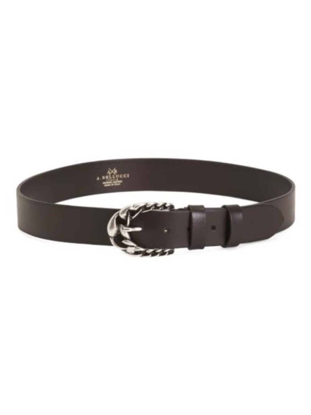 ASIA BELLUCCI Made In Italy Leather Braid Buckle Double Leaf Keeper Belt